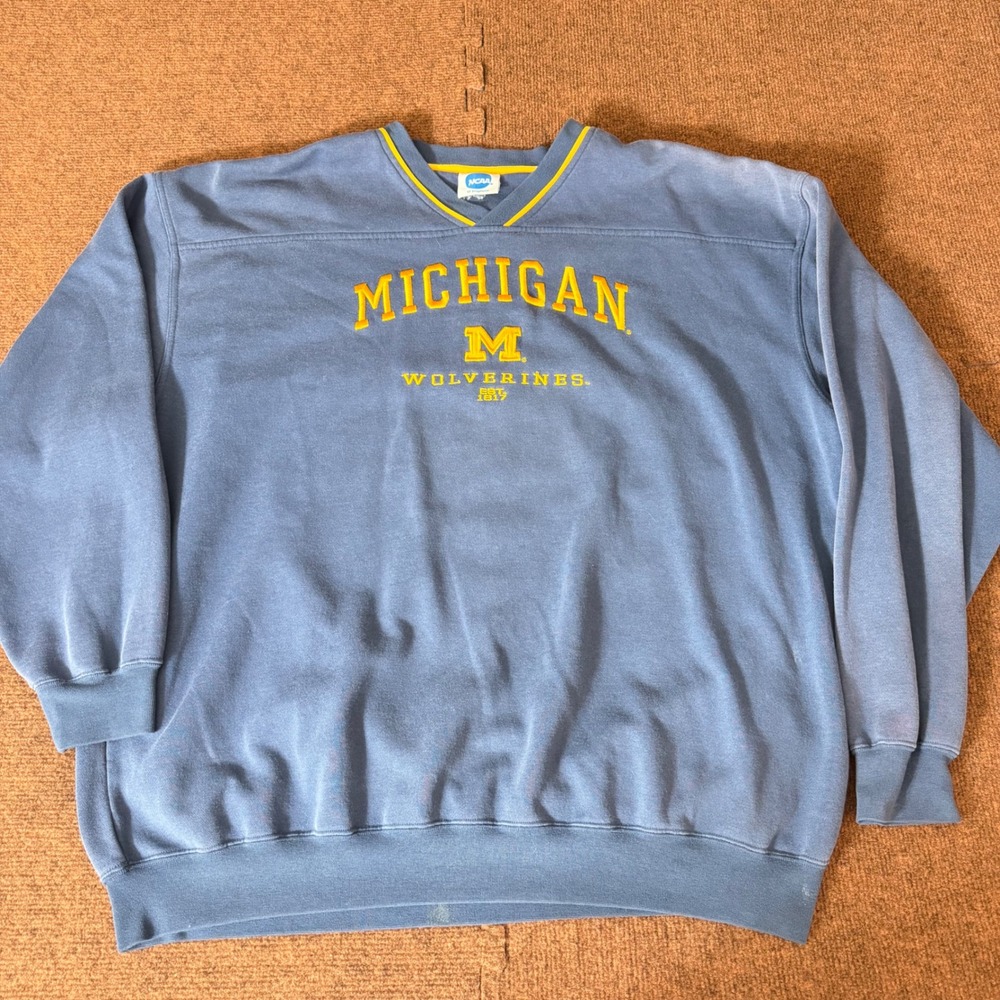 Michigan Wolverines Sweatshirt Mens Blue Neck VF Imagewear Embroidered NCAA XXL